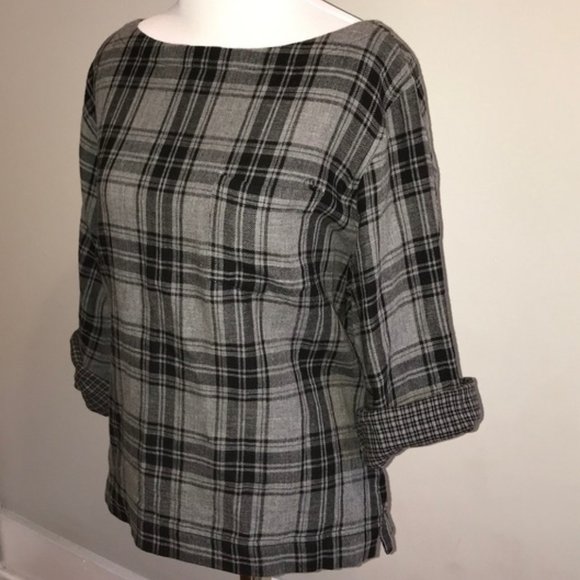 MADEWELL Herald Cotton Popover Grey Curtis Plaid EUC sz S - Picture 4 of 11
